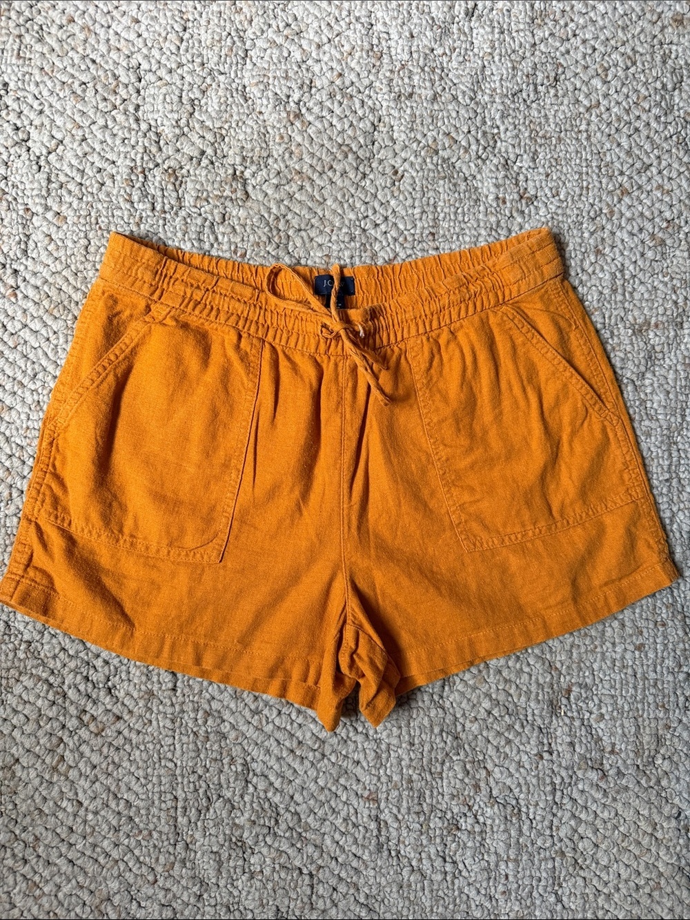 J. Crew Women's Vibrant Burnt Orange Linen Blend Shorts